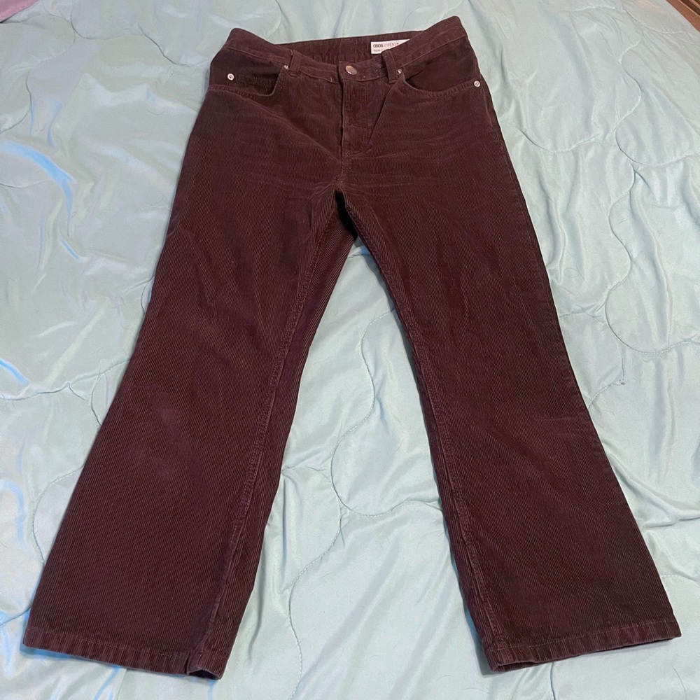 ASOS Brown corduroy flare bootcut high rise pants
